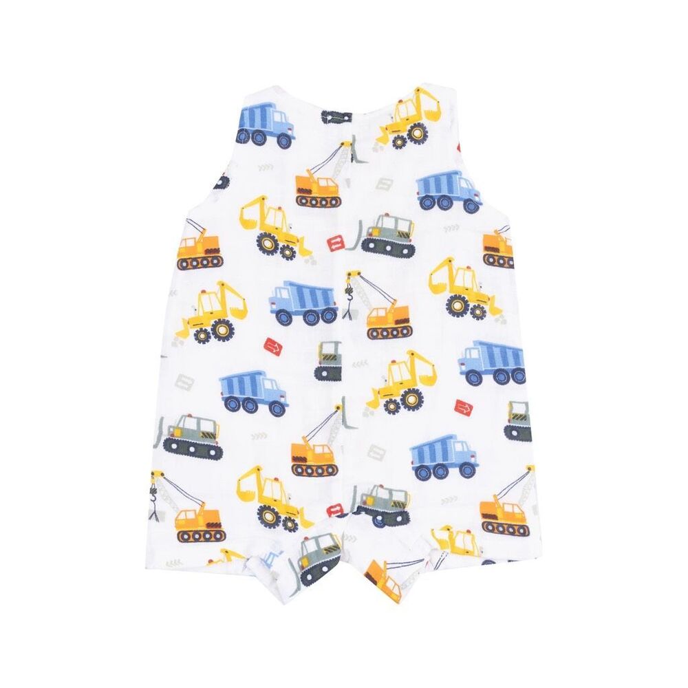 Angel Dear Cool Construction Pocket Sunsuit Organic Muslin Lightweight 3-6M NWT